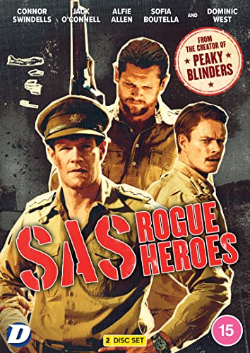 DVD cover featuring three men in military uniforms with the title SAS Rogue Heroes.