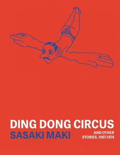 Red cover with blue line-art illustration of a swimmer, title "Ding Dong Circus".