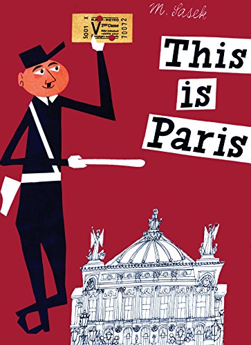 Red book cover with illustrated Parisian scenes and a conductor figure.