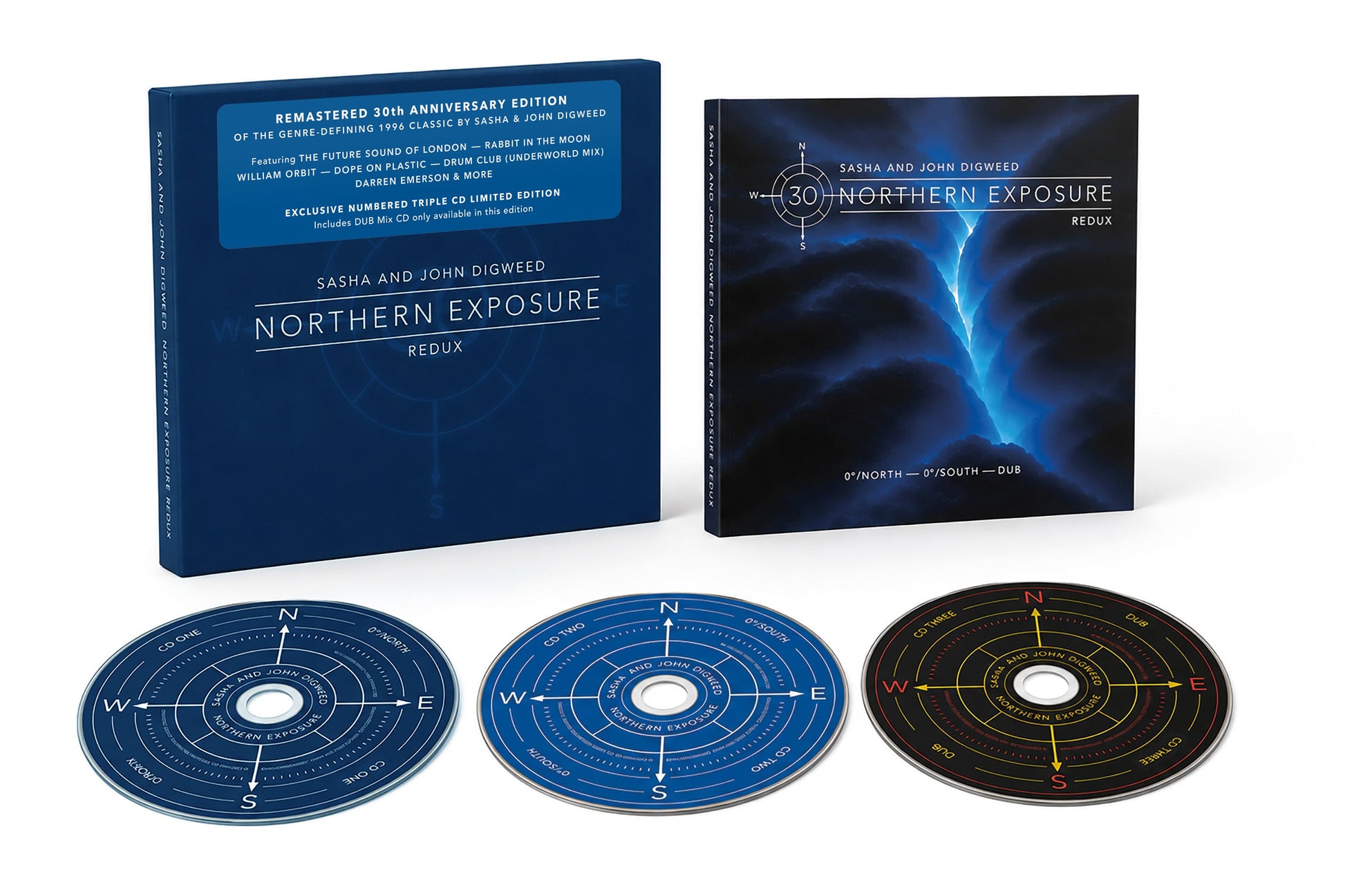 CD case for Sasha & John Digweed’s “Northern Exposure Redux” 30th anniversary edition.