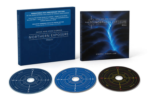 CD case for Sasha & John Digweed’s “Northern Exposure Redux” 30th anniversary edition.