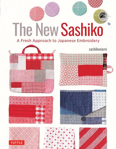 Book cover featuring sashiko embroidery examples on fabric items.