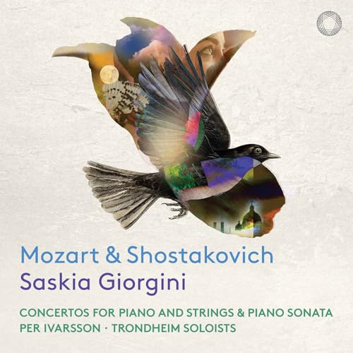 CD cover with abstract bird image and text: Mozart & Shostakovich.