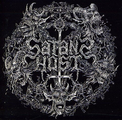 Black and white album cover with demonic imagery and band name “Satan’s Host”.