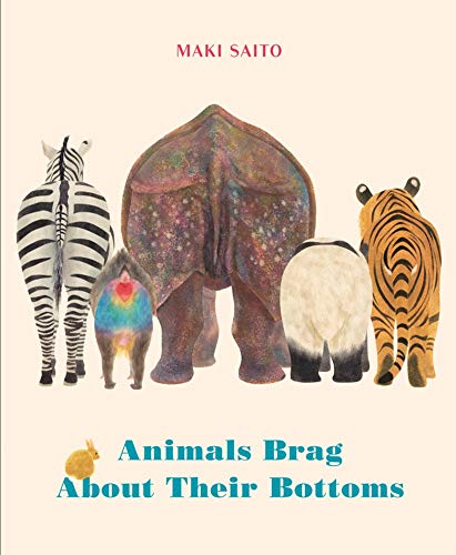 Book cover featuring animal rear ends: zebra, elephant, panda, and tiger.
