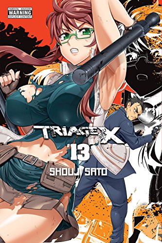Manga cover: woman with baton, man in suit, orange and black background.