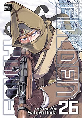 Manga cover featuring a character in a tan hood aiming a rifle.