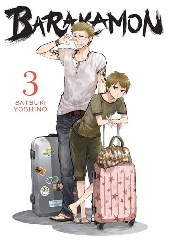 “Barakamon, Vol. 3” manga cover with two young men and luggage.