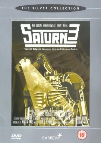 DVD cover for "Saturn 3" featuring a golden robotic figure.