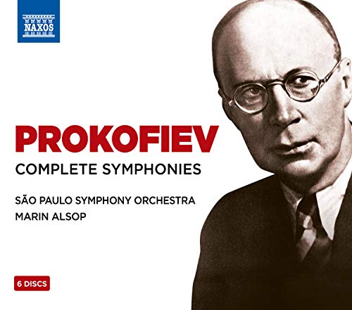 "CD box set cover with red and white design, featuring Sergey Prokofiev's portrait."
