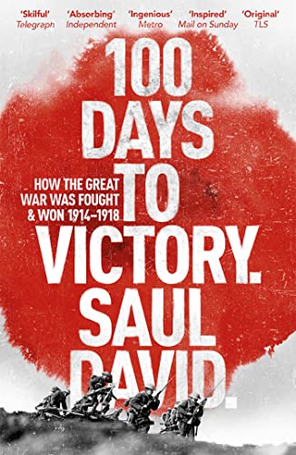 Book cover: "100 Days to Victory," depicting soldiers and a red stain.
