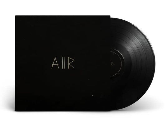Black vinyl record with minimalist white text reading "Aiir" on the sleeve.