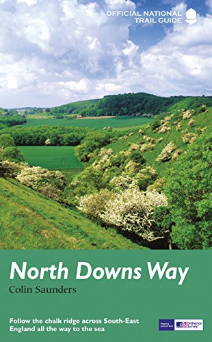 Book cover depicting rolling green hills and the text “North Downs Way”.