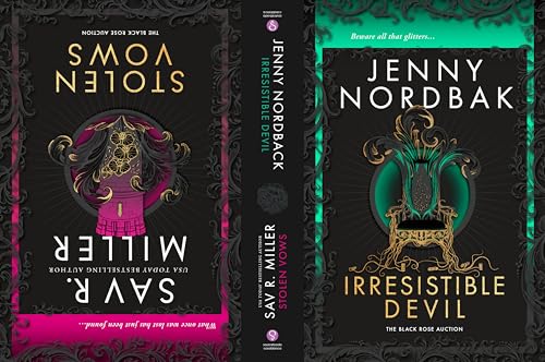 Two dark romance novels, “Stolen Vows” and “Irresistible Devil”, side-by-side.