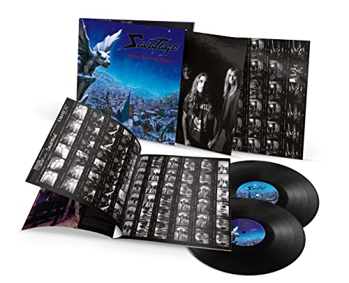 Savatage “Dead Winter Dead” vinyl record, gatefold, and booklet displayed.