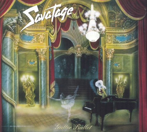Savatage album cover: ornate theater interior with a dancer and guitar.