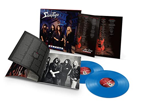 Savatage “Streets” vinyl record with gatefold, booklet, and two blue discs.