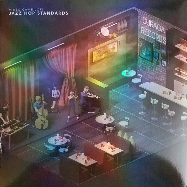 Isometric illustration of a jazz band performing in a stylized room.