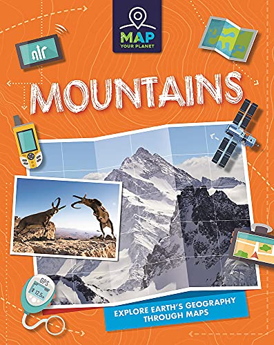 Book cover featuring mountains, wildlife, and map-related illustrations.