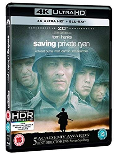 Saving Private Ryan 4K Ultra HD Blu-ray case featuring soldiers in helmets.