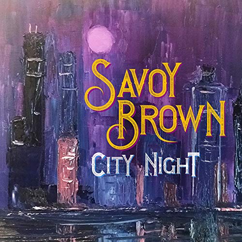Vinyl record cover with cityscape painting and "Savoy Brown - City Night" text overlay.