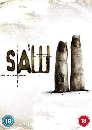 Saw 2 DVD cover with distressed text and severed fingers imagery.