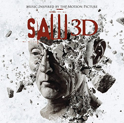 Saw 3D soundtrack CD cover with a fragmented face and debris.