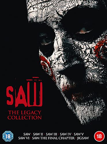 DVD cover for "Saw: The Legacy Collection" featuring a distressed face.