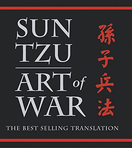 Black book cover with white and red text: "Sun Tzu, Art of War".