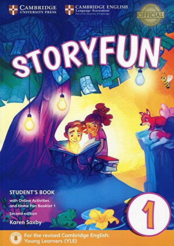 Storyfun" student book cover with children reading under a tree.