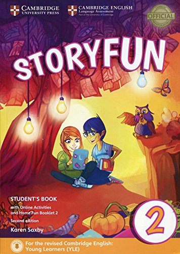 Storyfun" Level 2 student book cover with children, an owl, and a butterfly.