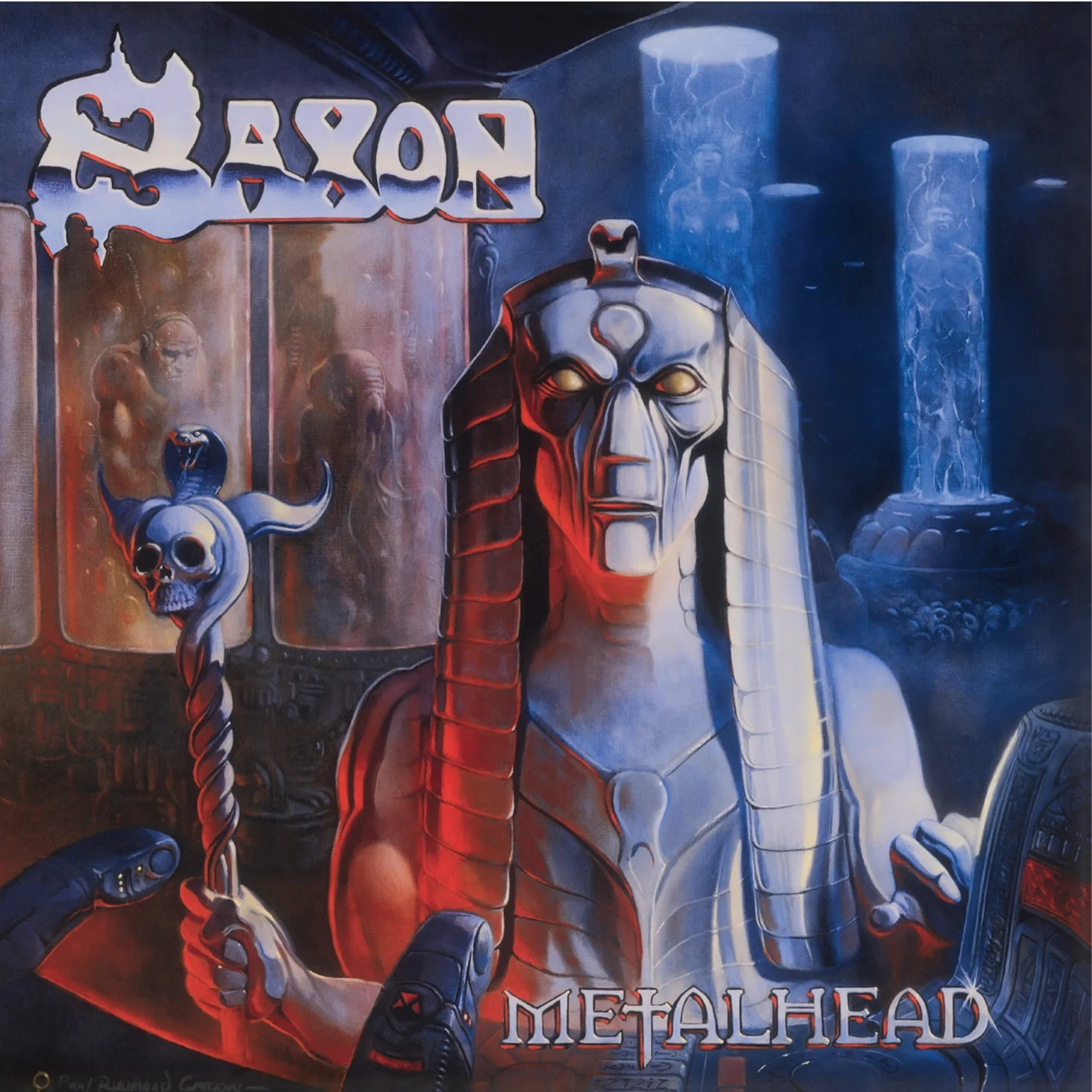 Album cover art featuring a metallic pharaonic figure holding a skull-topped staff.