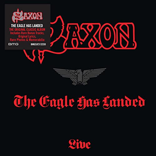 Saxon “The Eagle Has Landed” CD cover with eagle emblem and red text.