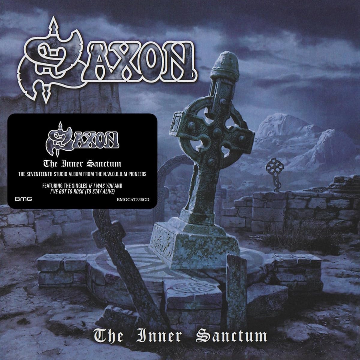 Saxon album cover, "The Inner Sanctum," featuring a stone gateway.