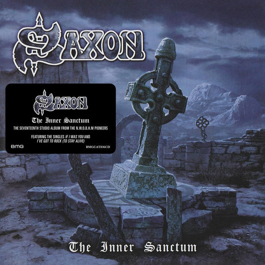Saxon album cover, "The Inner Sanctum," featuring a stone gateway.