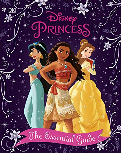 Cover of “Disney Princess The Essential Guide” featuring Jasmine, Moana, and Belle.