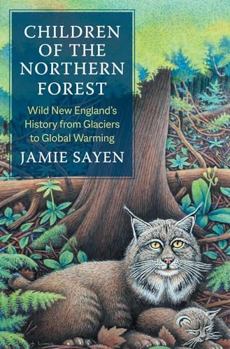 Book cover with a bobcat, forest, and title "Children of the Northern Forest.
