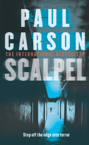 Book cover for “Scalpel” featuring a long hallway and shadowy figure.