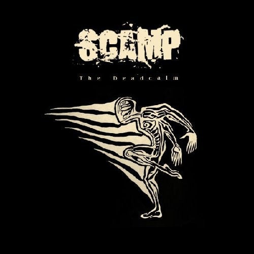 Scamp album cover: dark background with distressed text and a skeletal figure.