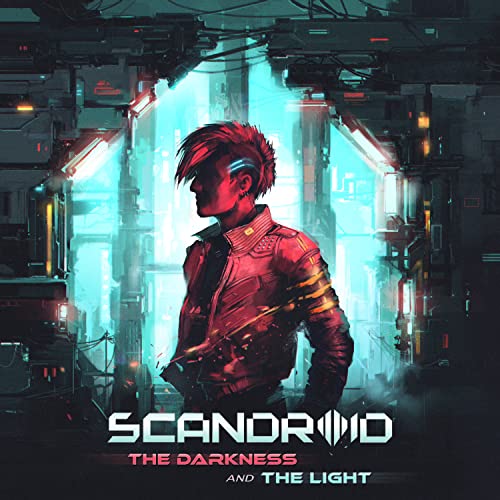 Sci-fi album cover featuring a man with spiked hair in a futuristic setting.