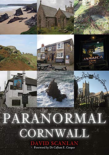 Book cover featuring a collage of Cornish landmarks and the title Paranormal Cornwall.