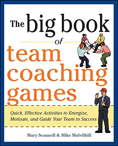 Book cover with title "The Big Book of Team Coaching Games" and illustrations.