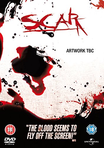 Scar" DVD cover with red splatters and a white background, rated 18.