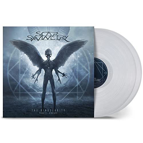 Scar Symmetry vinyl album cover showing a winged alien figure with clear vinyl records.