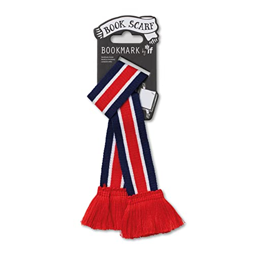 Red, white, and blue striped bookmark resembling a miniature scarf.