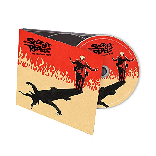 Scarlet Rebels “See Through Blue” CD case with figures and flames.