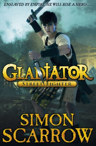 Book cover: a young gladiator holding a sword, dramatic lighting.