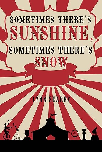 Book cover with red and cream sunburst, title text, and circus silhouettes below.