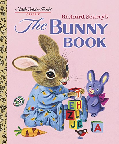 Cover of "The Bunny Book" by Richard Scarry, featuring two bunnies and blocks.