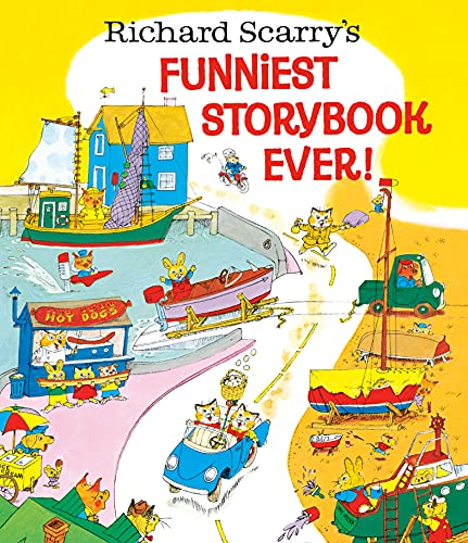Richard Scarry’s colorful storybook cover with animal characters in vehicles.